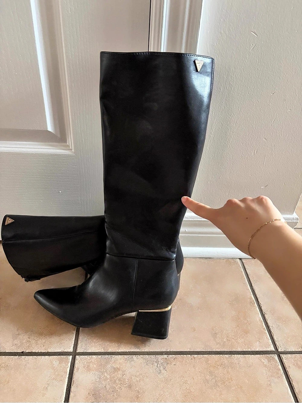 Guess Black Over-the-Knee Block Heel Boots Like New